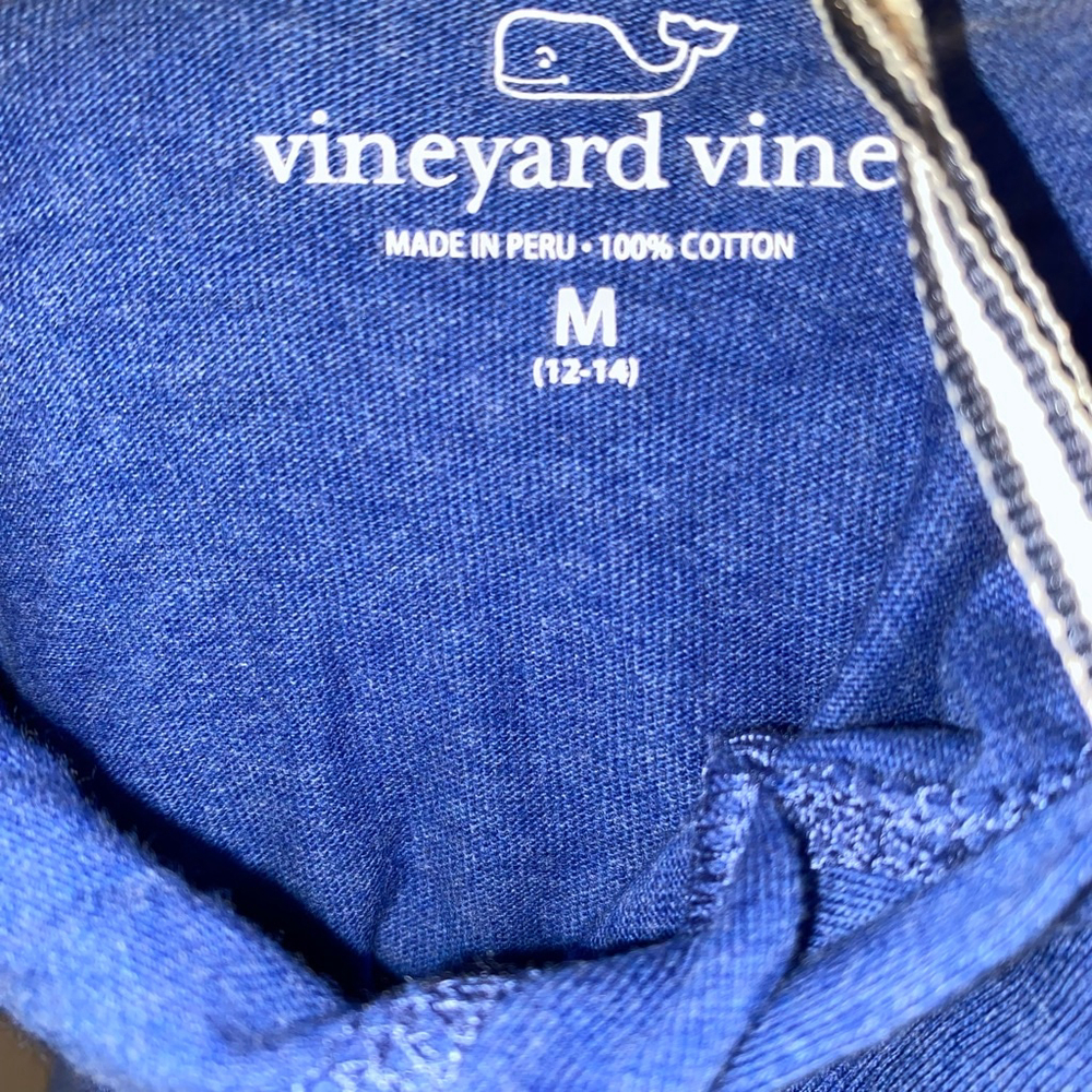 Boys Vineyard Vines Hoodie Tee M Heather Blue with White Football Logo NWT - Picture 7 of 7